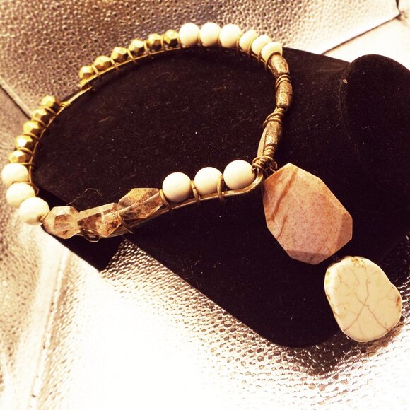 ARTISAN BUFFALO TURQUOISE, QUARTZ, LUCITE, GLASS COPPER FREEFORM NECKLACE 20 - Picture 5 of 6